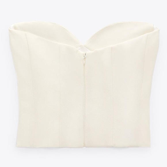 ZARA Oyster White Tuxedo The Masculine Trousers & Bustier Sweetheart Neckline